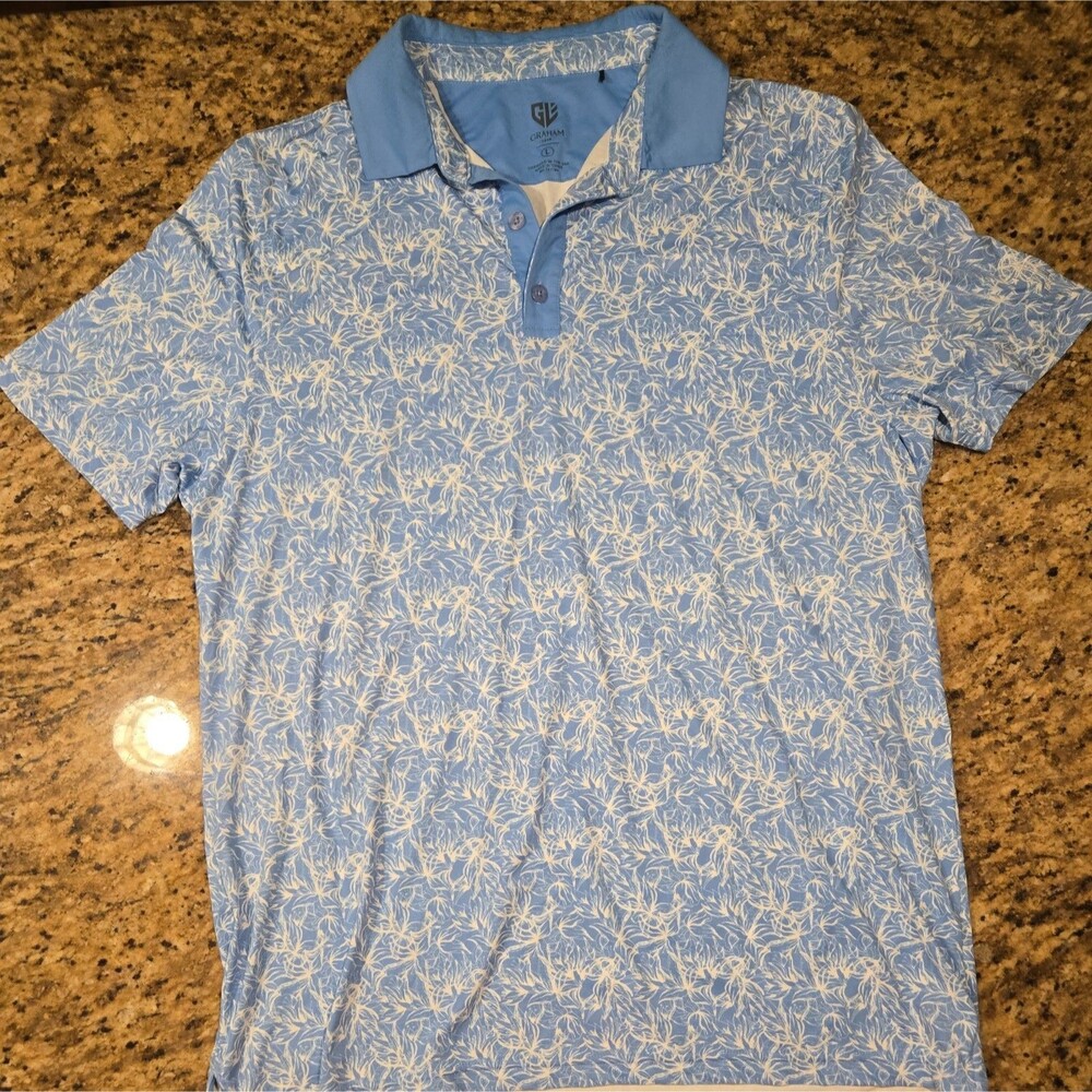 Graham Luxe Men's Magic Star Performance Golf Polo Powder Blue | Large